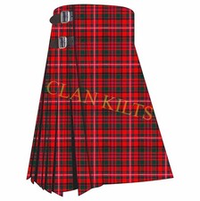 Scottish Handmade Traditional Makinnon Red Modern 8-yard Tartan Kilt For Men