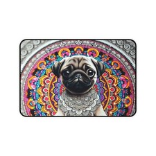 Pug Desk Mat, Mandala Office Decor, Pug Lover Gift, Gift for Pug Mama