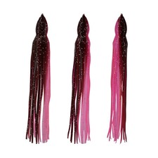 5.5" to 8.5" Octopus Hoochie Squid Skirt - Shrimp - Brown and Pink - 3 Pack