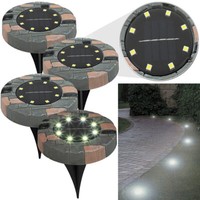 Lunartec 4Er-Set Solar-Akku-Bodenleuchten Mit 8 Leds, Warmweiß, IP44