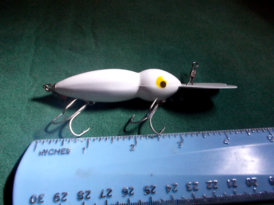 Leurre Vintage Whopper Stopper Hellbender - Appât Crankbait Blanc à Côtes Noires - Pour Brochet, Perche