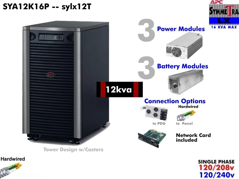 sylx12T~ APC Symmetra LX 12000va UPS 208/240v SYA12K16P Tower