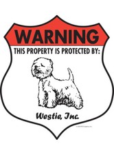 Warning Westie Property Protected - Beware Dog Aluminum Dog Sign - 7" x 8"