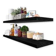 Sorbus Solid Wood Floating Shelves for Wall - Long 35  Wooden Shelves, Set of 2