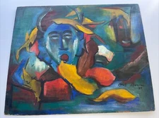 Mid Century Painting Abstract Cubist Cubism Modernism Expressionism 1950’s Oil