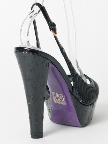 New MiuMiu by Prada Black Leather Slingbacks Size 37.5 US 7.5 - Picture 3 of 5
