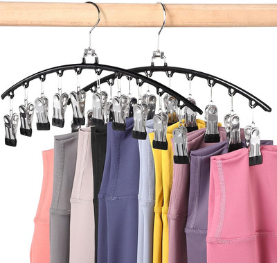 Legging Organizer for Closet 2 Pack Metal Yoga Pants Hangers with 10 Clips Ho...
