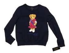 Polo Ralph Lauren Girls Navy Polo Bear Fleece Lined Pullover Sweatshirt