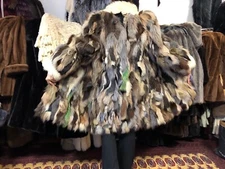 Fox Coat Fur Patchwork Real Multi XL