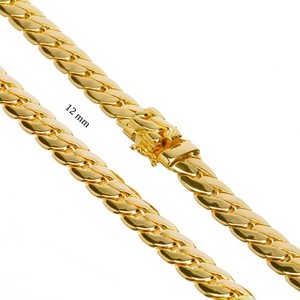 Authentic Men's Gold Plated 5-12mm / 20-26" Miami Cuban Link Chain Box Clasp Safety Lock