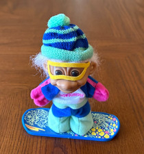 Vintage RUSS 1 Snowboarder Troll Doll Figure with Beanie Goggles Snowboard