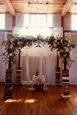 Chuppah / Wedding Canopy Set with Book Pillars, Wood - Romantic Theme