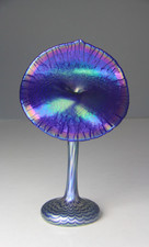 Vintage Correia Studio Iridescent Art Glass Jack In The Pulpit Vase Signed!