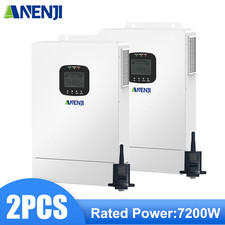 US 7200W 48V Hybrid Solar Inverter 120V/240V Split Phase MPPT Charger Controller
