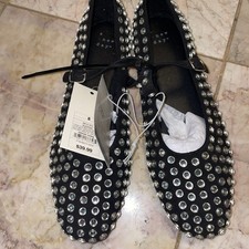 TARGET A NEW DAY Issa Rhinestone Mary Jane Ballet Flats Black Size 8 NEW w/tag