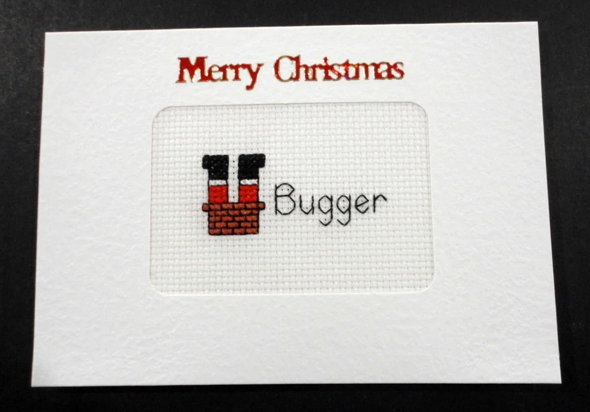 Cross Stitch Card- "Merry Chrismas"- (Completed card)