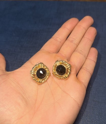 Vintage S.A.L Swarovski America Ltd Clip On Earrings Gold Tone 1970s
