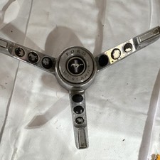 65 Mustang Steering Wheel Emblem Chrome With Worn Black Original