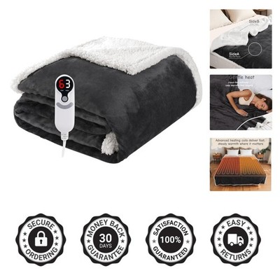 Overheat-Protected Soft Flannel Heated Blanket 50x60 - 10-Hour Auto-Off Feature