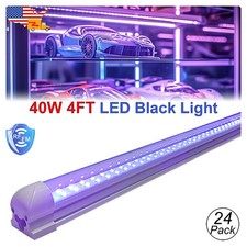 24 Pack 4Ft T8 Integrated Led Black Light UV Bar 40W DJ Party Club Glow Party