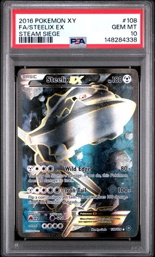2016 POKEMON XY STEAM SIEGE #108 FULL ART/STEELIX EX PSA 10
