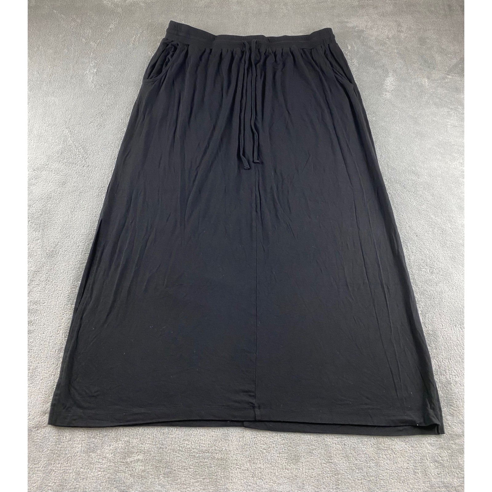 Basic Editions Black Maxi Skirt Drawstring Waist … - image 1