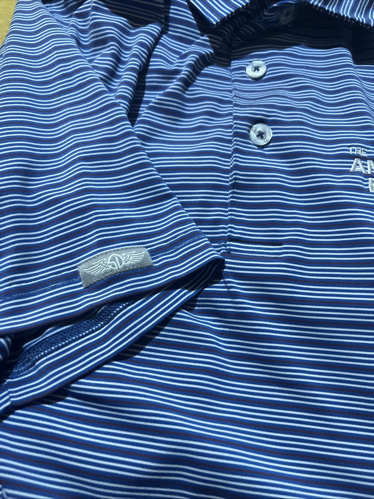 American Express Polo Shirt Mens Medium Straight Down Logo PGA West Sleeve Fre🎁