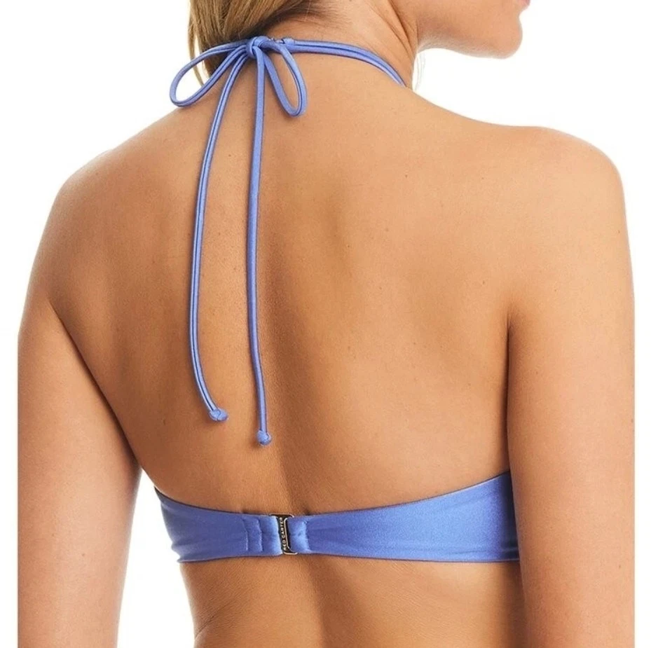 Top de natación rojo Carter Shine Boho bandeau azul junta tórica halter cuentas para mujer talla L Foto 2 de 4