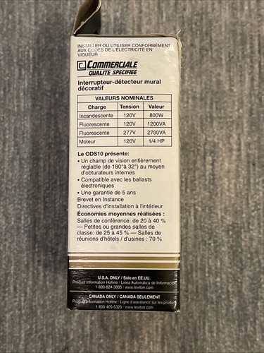 Interruttore a parete Leviton ODS10-IDI Designer sensore di occupazione - avorio nuovo con scatola - Foto 4 di 8