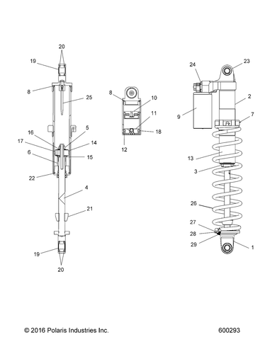 Polaris Piggyback Shock, haute vitesse/basse vitesse, noir, pièce d'origine OEM 1800769