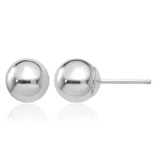 14K Solid White Gold 7mm Ball Stud Earrings