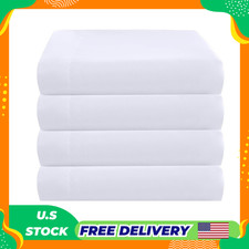 King Flat Sheet Only 4 Pack, Durable White Top Bed Sheets Hypoallergenic Soft Br