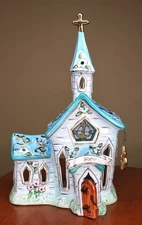 Blue Sky Clayworks Hope Church House 9.5” Tealight Candle Holder Luminary 2009