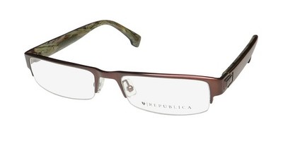 NEW REPUBLICA PHILLY EYEGLASS FRAME BROWN BR 53-18-138 MENS RECTANGULAR METAL &