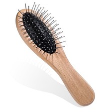 Portable Mini Pin BambooHair Brush Small Hair Brush with Steel Bristles for S...