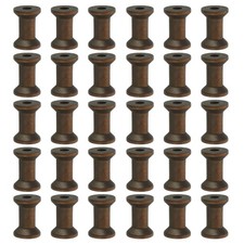 30Pcs Wooden Empty Spools Unfinished Wood Thread Bobbins 1.2"x0.8" Dark Brown