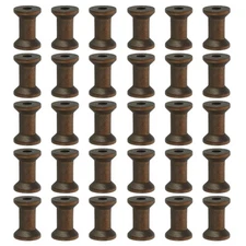 30Pcs Wooden Empty Spools Unfinished Wood Thread Bobbins 1.2"x0.8" Dark Brown