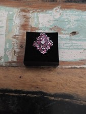 925 Sterling Silberring Rhodiniert, Rubellite Und Topaze RW 53,5