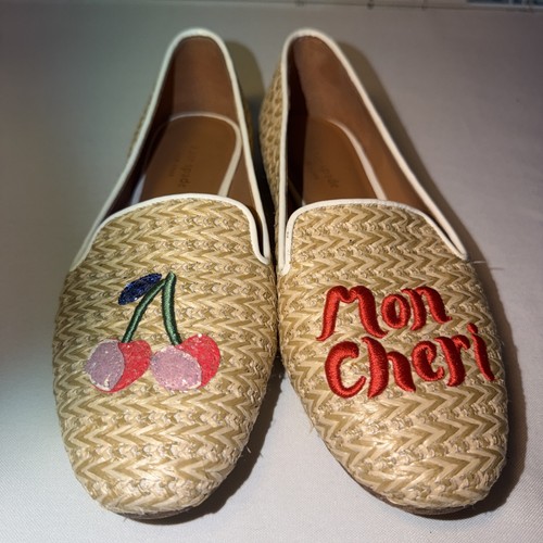 Kate Spade New York “Lounge Cherries” Raffia Loafers Size 9