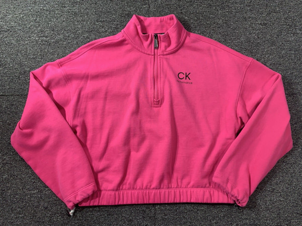 Calvin Klein Performance Crop Pullover Hoodie Womens Small Pink Fleece