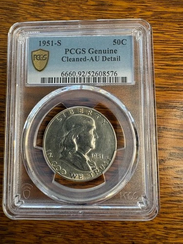 1951-S Franklin half dollar PCGS Genuine Cleaned - AU Detail