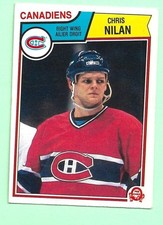 (1) CHRIS NILAN 1983-84 O-PEE-CHEE # 194 CANADIENS ROOKIE MISCUT CARD  (M9999). rookie card picture