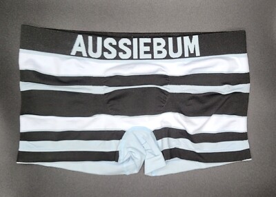 AussieBum Men's Bodystretch Hipster Trunk Size M L Midnight Blue Stripes New!