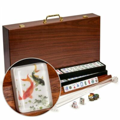 Yellow Mountain Imports- American Mahjong Set, ''Koi Fish'' with Wooden Case