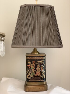 VINTAGE Frederick Cooper For Wildwood Asian Oriental Tea Caddy Tin