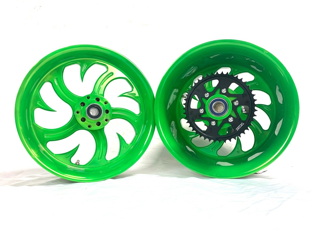 NINJA 300 FAT TIRE LOLLYPOP LIME SHARK TOOTH WHEELS 06-11