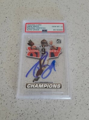 Drew Brees Signed 2022 Clearly Donruss Football CC-6 Super Bowl Champions PSA
