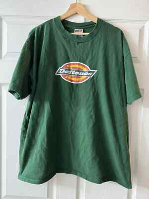 Band Dickies VTG 90s Deftones Adrenaline Tour 1996 T Shirt Turf Green AN43160