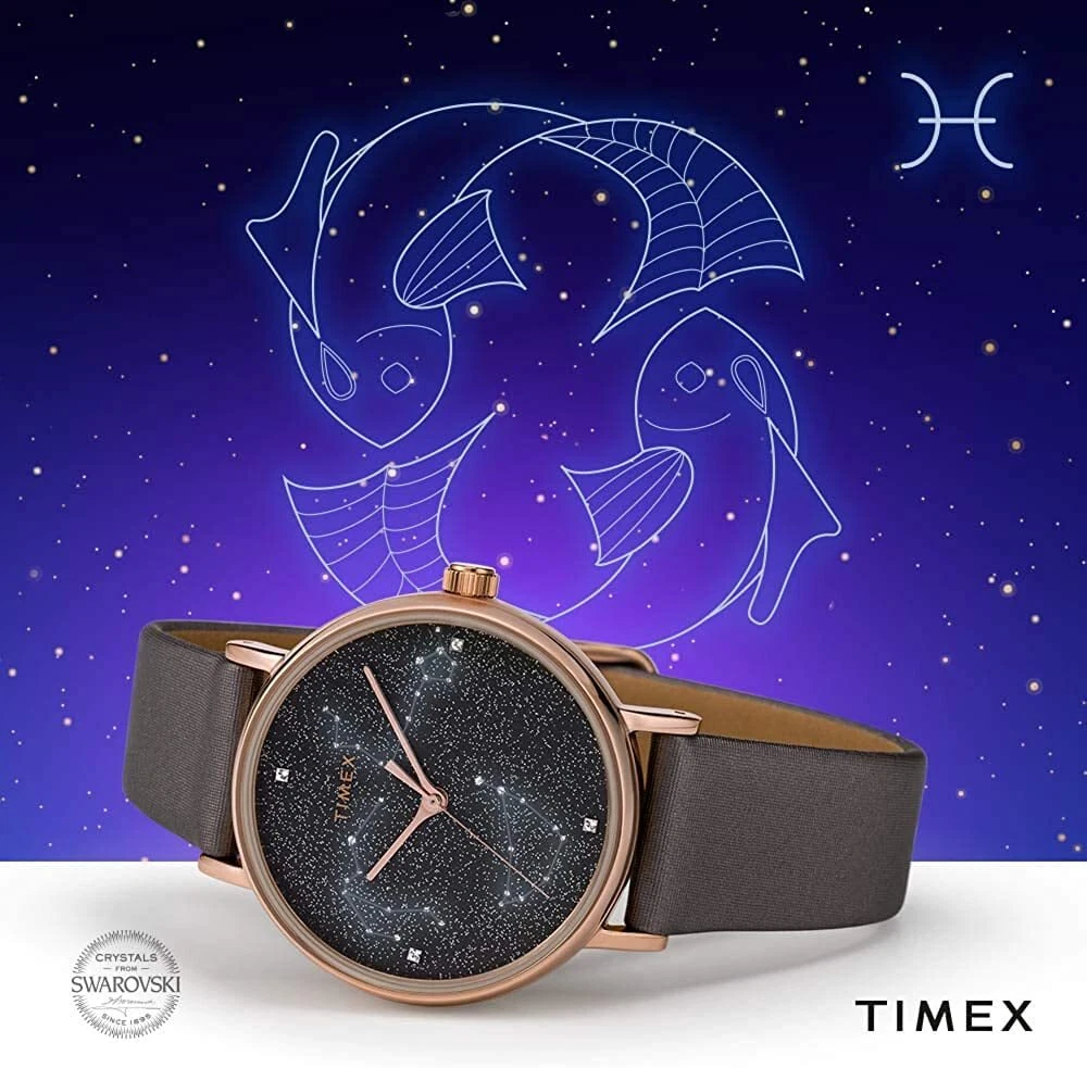 New Ladies Timex Celestial Opulence Rose Swarovski Crystal Zodiac Indiglo Watch