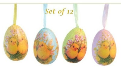 NEW EASTER EGG ORNAMENTS 12 pc Bagged CHICKS 2'' High Collectible Spring Crafts 